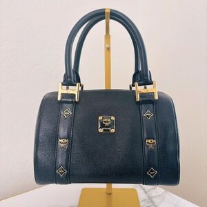 MCM Saffiano Mini Boston Bag Black